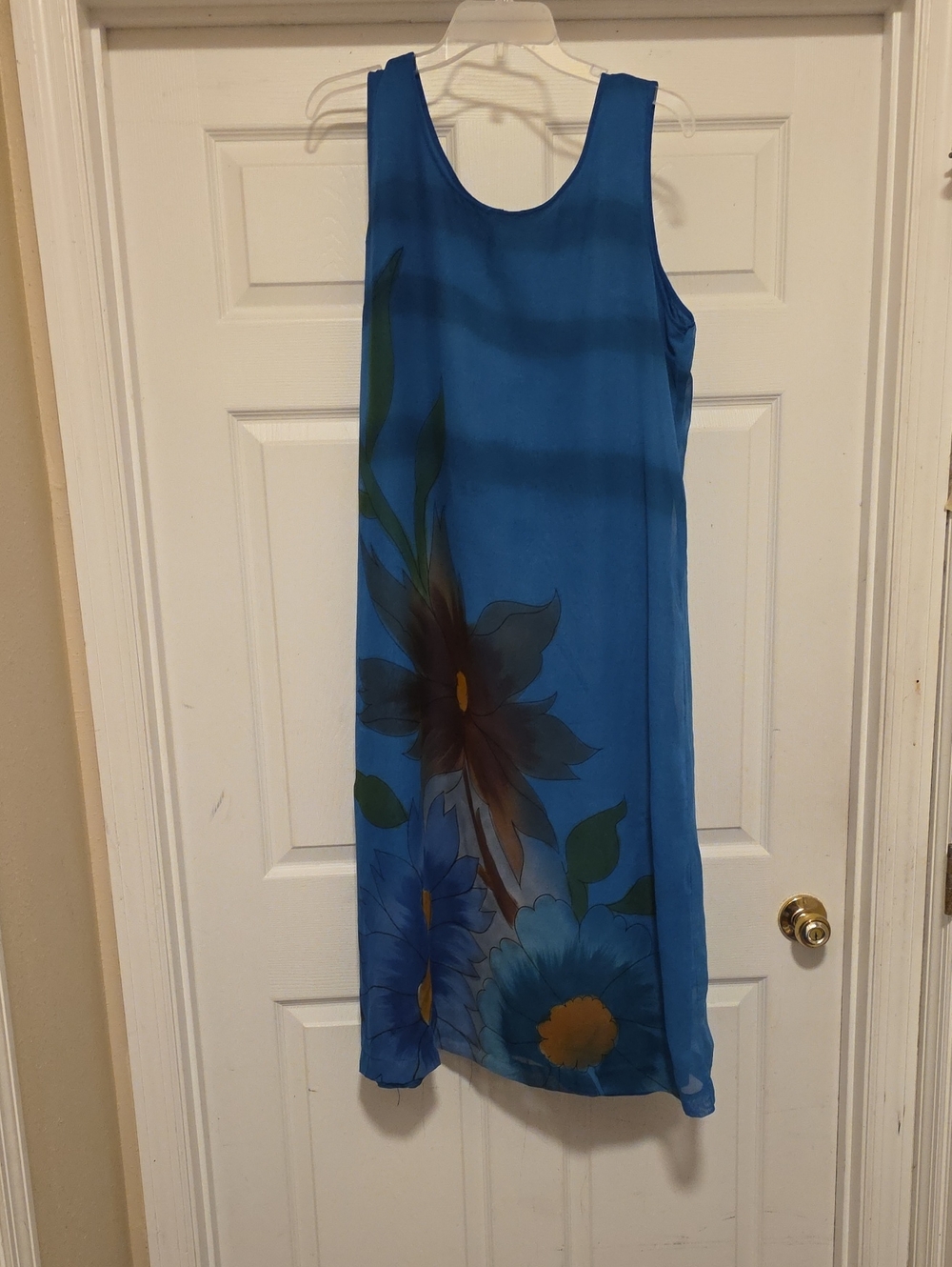Blue Floral Sleeveless Maxi Dress